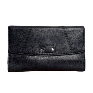 Fossil Women’s Black Leather Wallet Snap Closure Checkbook Holder